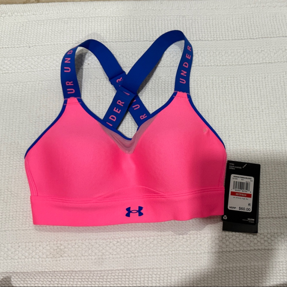 Under Armour Women's Swim Top in Pink and Blue